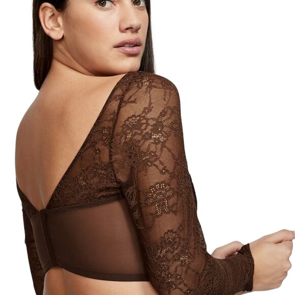 EUC! VS Dream Angels Brown Rhinestone Long Sleeve Corset Bra Top Size XS - Picture 5 of 13